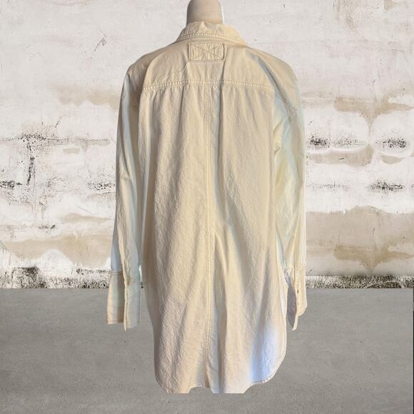 Free People Manchester Solid Button-Down Top White Cotton Oversized Size Large - Picture 5 of 7